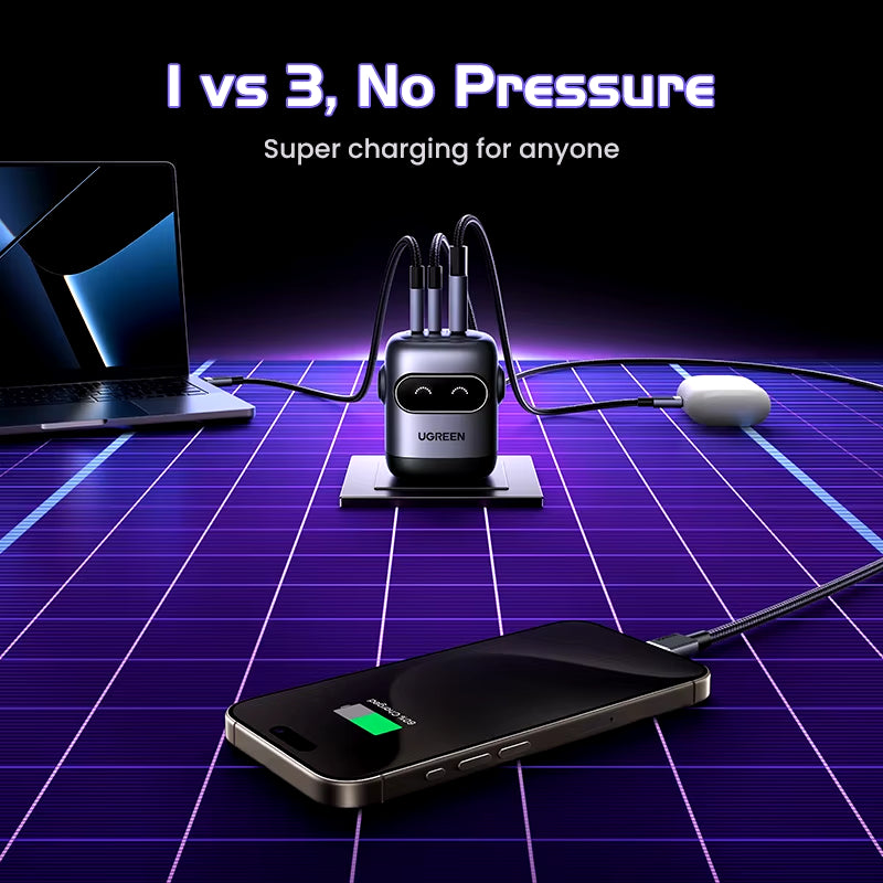【US Plug】 65W 30W Gan Charger Robot Design QC4.0 3.0 PPS for Iphone 17 16 15 Pro Macbook Laptops Tablet PD3.0 Fast Charg