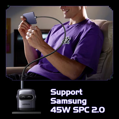 【US Plug】 65W 30W Gan Charger Robot Design QC4.0 3.0 PPS for Iphone 17 16 15 Pro Macbook Laptops Tablet PD3.0 Fast Charg