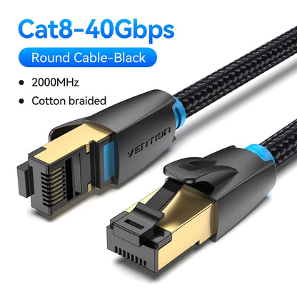 CAT8 Ethernet Cable 40Gbps 2000Mhz CAT 8 Networking Cotton Braided Internet Lan Cord for Laptops PS 5 Router RJ45 Cable