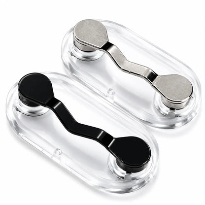 2 Pack Magnetic Eyeglass Holder Clips, Stainless Steel Black Glasses Fastener, Portable Eyewear Storage Clip for Sunglasses, Reading Glasses & Earphones