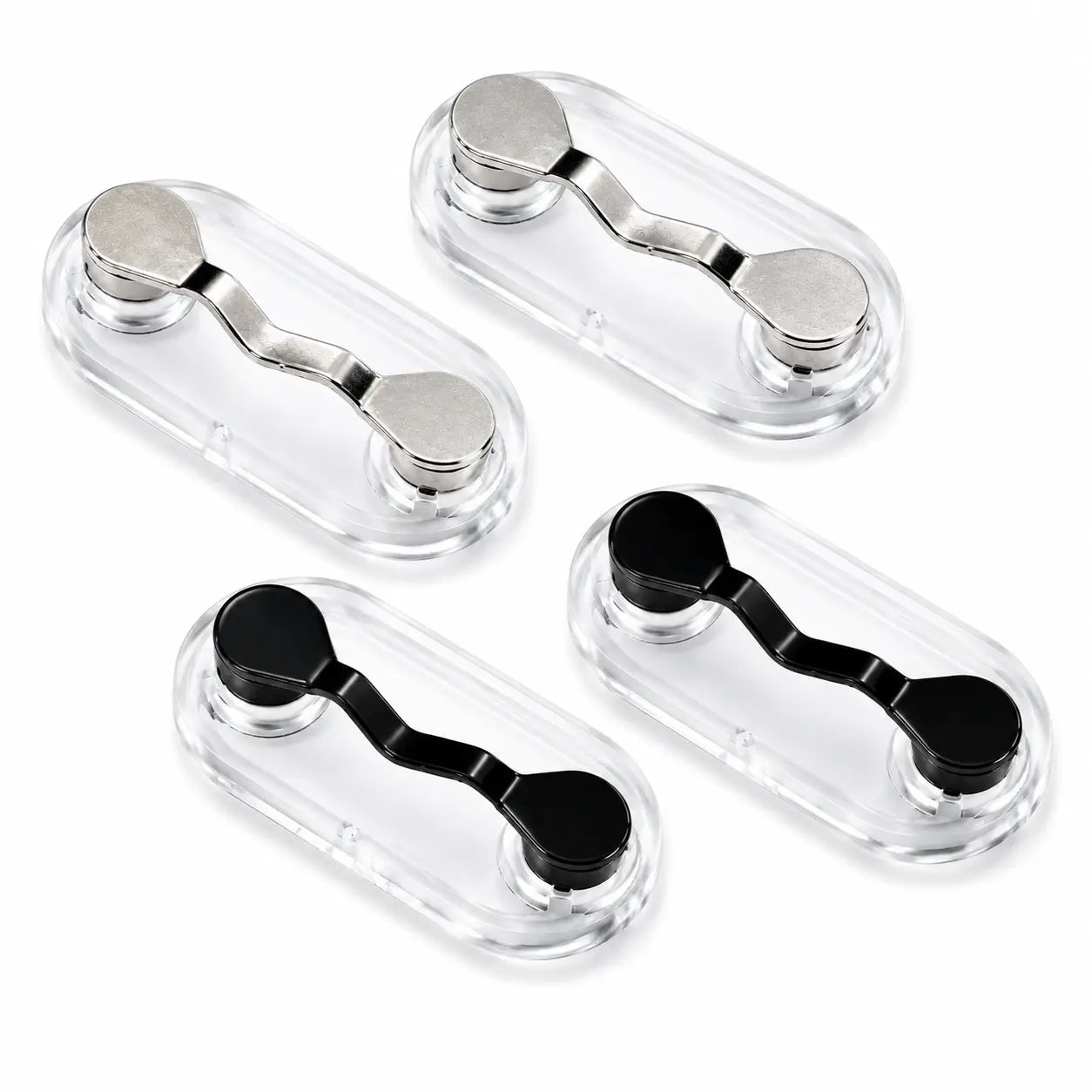 2 Pack Magnetic Eyeglass Holder Clips, Stainless Steel Black Glasses Fastener, Portable Eyewear Storage Clip for Sunglasses, Reading Glasses & Earphones