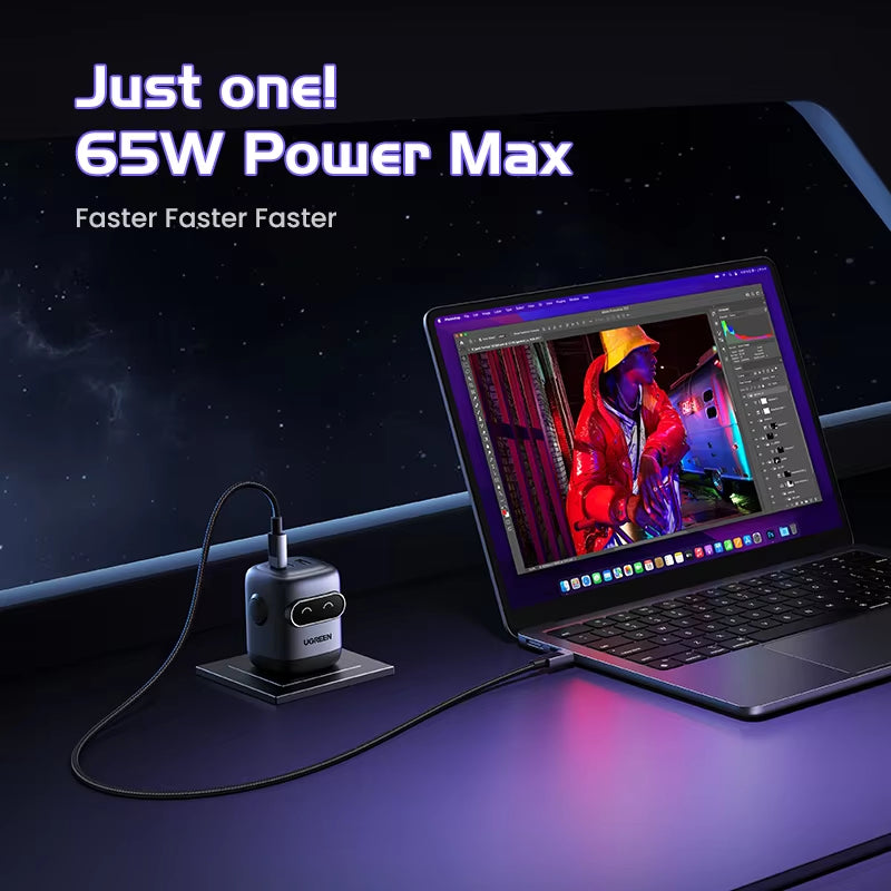 【US Plug】 65W 30W Gan Charger Robot Design QC4.0 3.0 PPS for Iphone 17 16 15 Pro Macbook Laptops Tablet PD3.0 Fast Charg