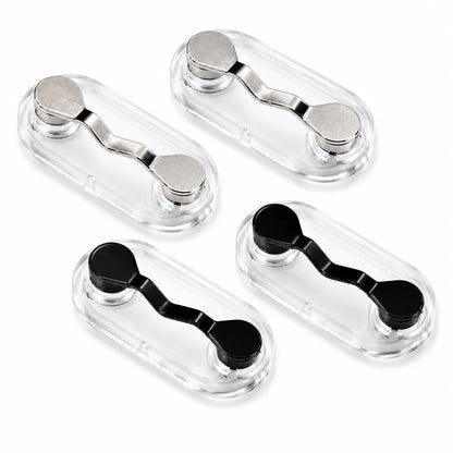 2 Pack Magnetic Eyeglass Holder Clips, Stainless Steel Black Glasses Fastener, Portable Eyewear Storage Clip for Sunglasses, Reading Glasses & Earphones
